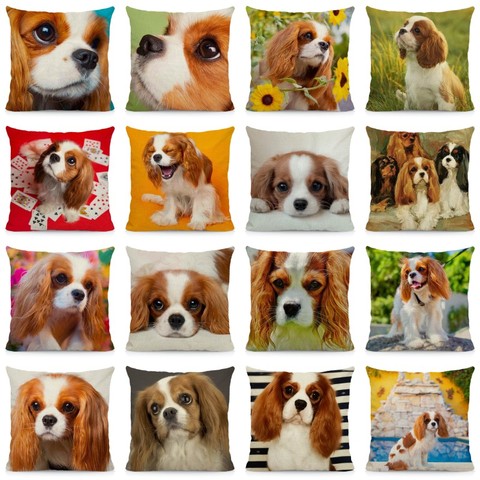 XUNYU Cute Cavalier King Charles Spaniel Pillowcase Home Decoration Throw Pillow Covers Dog Pattern Cushion Cover 45x45cm DWG056 ► Photo 1/6