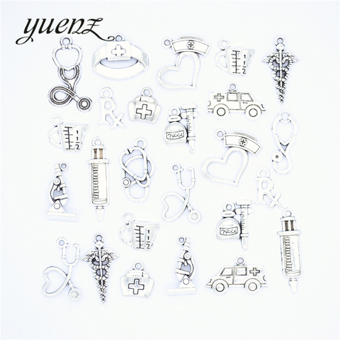 YuenZ 25pcs/set Antique Silver color Medical tools Charms Metal Pendants Jewelry Making Accessories U052 ► Photo 1/1