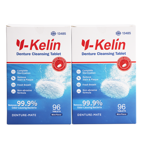 Y-Kelin Denture Cleansing Tablets 192 tabs denture cleansers  tablets Sterilize and remove plaque ► Photo 1/6