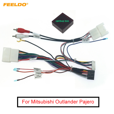 FEELDO Car 16pin Audio Wiring Harness With Canbus Box For Mitsubishi Outlander Pajero Stereo Installation Wire Adapter ► Photo 1/6