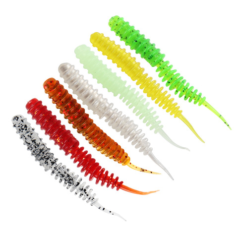10Pcs/lot Fishing Silicone Soft Lures 6cm 1.3g Spiral Tail shrimp odor Additive Artificial Rubber soft Bait Bass pesca Tackle ► Photo 1/6