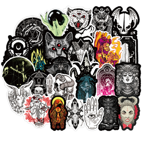 Dark Gothic Punk Skull Graffiti Stickers - Perfect For Laptops