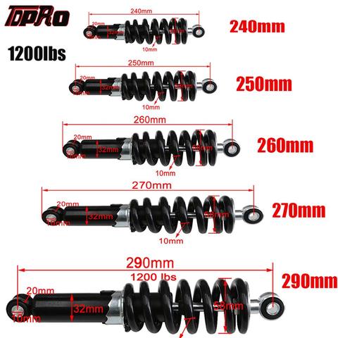 TDPRO Universal 240/250/260/270/290mm Motorcycle Shock Absorber Suspension Protection Rear Shocker Absorbers 1200LBS Dirt Bikes ► Photo 1/6