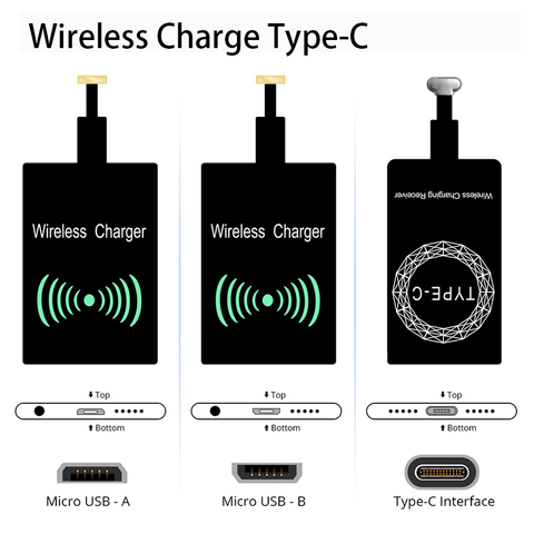 For Mobile Phone new  Wireless Charge Receiver Universal  Type-C Android Micro USB Qi Wireless Charger Charging Pad Module ► Photo 1/6