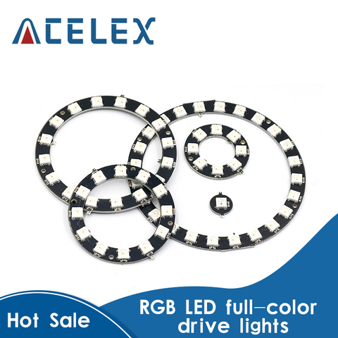 RGB LED Ring 1Bit 8Bit 12Bit 16Bit 24Bit WS2812 5050 RGB LED + Integrated Drivers Built-in full-color actuate lights Round ► Photo 1/6