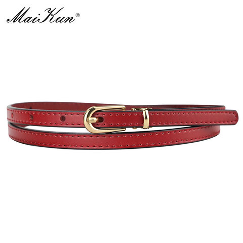 Maikun Women Belts Alloy Pin Buckle Genuine Leather Thin Belt Female Waistband for Jeans Dresses Pants ► Photo 1/6