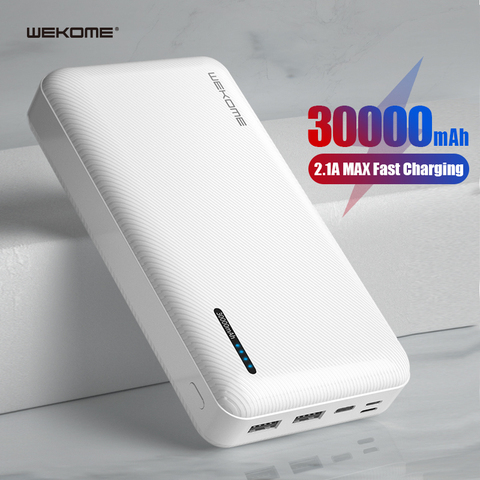 WK 30000mAh Power Bank USB C Quick Charge 30000 mAh Powerbank For Xiaomi Mi iPhone Portable External Battery Charger Poverbank ► Photo 1/6