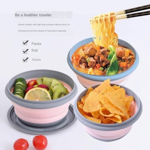 3pcs Folding Bowl Outdoor Camping Tableware Sets Lunch Box Portable Salad Bowl With Lid For Nature Hike Cooking Supplies MJ80520 ► Photo 1/6