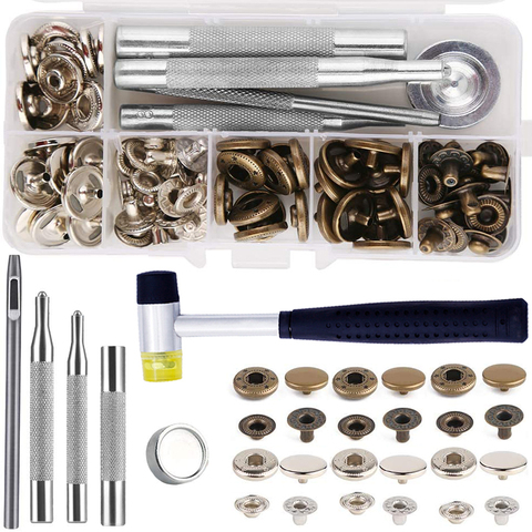 LMDZ 85pcs Leather Snap Fasteners Kit Press Stud Metal Button Snaps with Hammer Installation Tools for DIY Leather Craft Project ► Photo 1/1