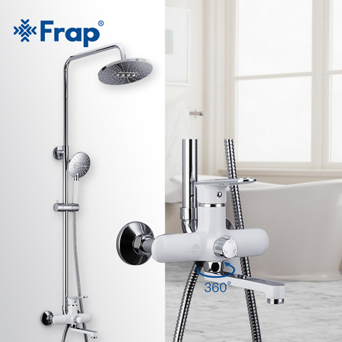Frap Bathroom Faucet White Shower Faucet Rainfall Shower Wall Mounted Bathtub Shower Mixer Tap Shower Faucet Shower Set F2449 ► Photo 1/6