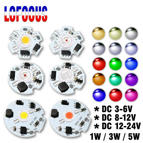 1W 3W 5W Driverless LED COB Chip White Red Green Yellow Purple Full Spectrum Light Beads 3-6V 8-12V 12-24V Transformer Module ► Photo 1/6