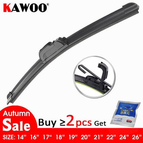KAWOO Universal Car Wiper Blade J-Hook Soft Frameless Bracketless Rubber Car Windshield Wipers 14