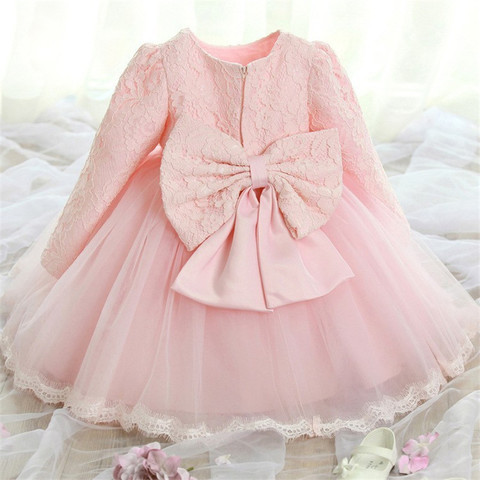 Newborn Baby Girl Long Sleeve Dress Christening Gown Princess Dress 12M 24M Infantil Party Costume 1 2 Years Old Birthday Dress ► Photo 1/6