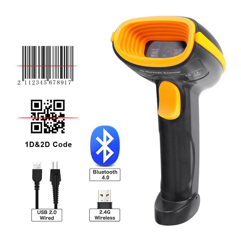 NEW 2-4G Wireless Bluetooth Laser USB Barcode Scanner Reader For POS Inventory 