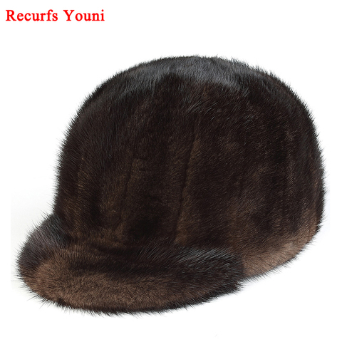 Winter Unisex Mink Fur Hat For Men Women Outdoor Warm Casquette Male Marten Hair Patchwork Black/Brown Golf/Hockey Baseball Caps ► Photo 1/6