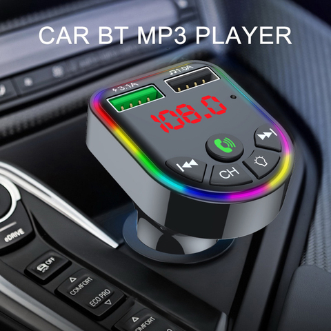 Car Bluetooth 5.0 FM Transmitter Modulator MP3 Player Colorful LED Display Car Kit Dual USB 3.1A Fast Charger Car Accessories ► Photo 1/6
