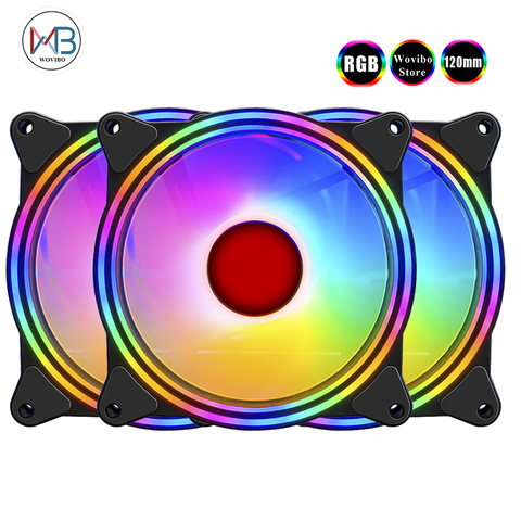 2022 Newest 120mm PC case Fan Computer Cooling fan for Heat Sink Fans Cooler D-Type 4PIN Interface Silent Cooling Fan RGB LED ► Photo 1/6
