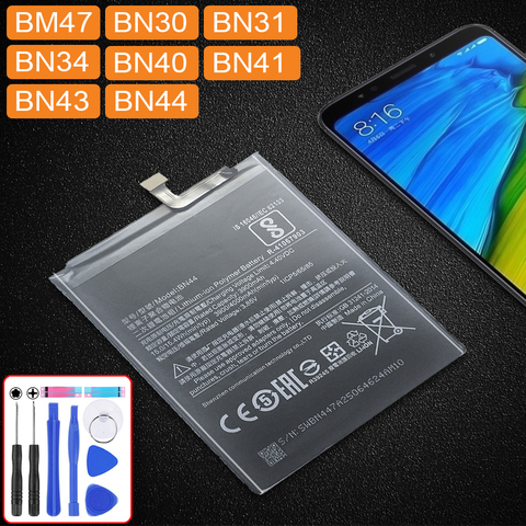 For Xiaomi Redmi 5 Plus 4X 3X 3S 3 4/ Note 4 4X 5A Pro For Xiao Mi 5X Mi5X Battery BN 44 BM47 BN30 BN31 BN34 BN40 BN41 BN43 BN44 ► Photo 1/6