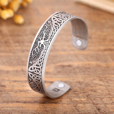 Skyrim Vintage Tree of Life Bracelet Viking Cuff Bangle Stainless Steel Zinc Alloy Magnetic Bangles Jewelry Gift for Men Women ► Photo 1/6