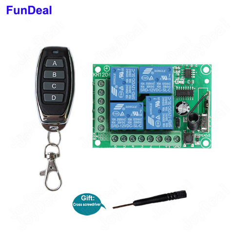 433Mhz DC 12V Universal Wireless RF Remote Control Switch 4CH Relay Radio Receiver Module And Smart Remote Controls Transmitters ► Photo 1/6