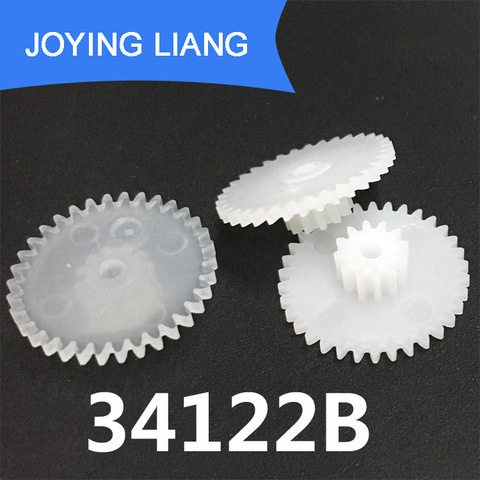 34122A 34122B 34122.5A 34122.5B 0.5M Plastic Spur Gear OD 18mm 34 Teeth + 12 Teeth 2mm Tight 2.5MM Loose Fiting Gears 10pcs/lot ► Photo 1/4