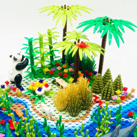 Tree Plant Accessories Parts Building Blocks Compatible Grass Bush Leaf Jungle Military City Friends MOC Brick Toys For Children ► Photo 1/6