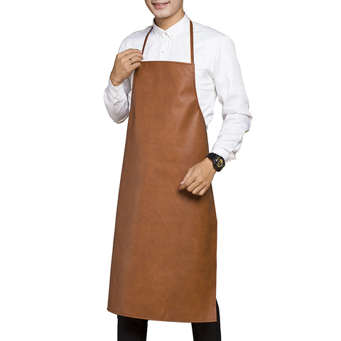 Adult Waterproof Oil-Proof Leather Apron Cooking KitchenWork Acid Alkali Resistant Overalls Men Women Pinafore Smock ► Photo 1/6