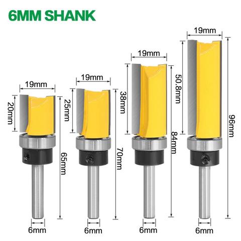 6mm/6.35mm Shank Template Trim Hinge Mortising Router Bit With Bearing Straight End Mill Trimmer Cleaning Flush Router Bit Wood ► Photo 1/6