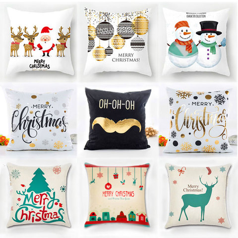 45x45cm Cotton Linen Merry Christmas Pillow Cover Noel Christmas Decoration for Home New Year 2022 Decor Navidad 2022 Xmas Gifts ► Photo 1/6