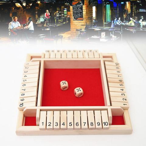 Shut The Box Board Game Dice Set Deluxe Four Sided 10 Numbers Board Game Party Club Drinking Games for Adults Families ► Photo 1/6