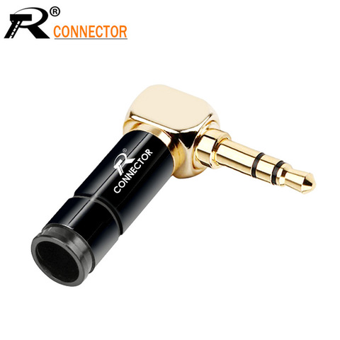 1PC Luxury Jack 3.5mm Right Angle Earphone plug 3Pole Gold-plated Wire Connector Fit for 6mm Cable DIY Play Aluminum alloy tube ► Photo 1/6