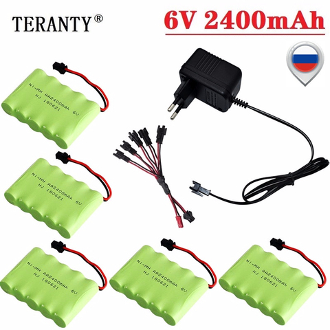 (SM Plug) Ni-MH 6v 2400mah Battery + USB Charger For Rc toys Cars Tanks Trucks Robots Boats Guns AA 6v Rechargeable Battery Pack ► Photo 1/4