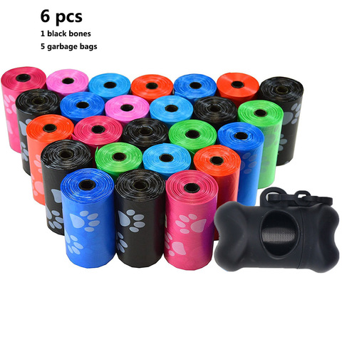 Pet Waste Bag Dispenser, Degradable Pet Dog Waste Poop Bag Pet Waste Clean Poop Bags 6pcs(1 bones 5 garbage bags) ► Photo 1/6