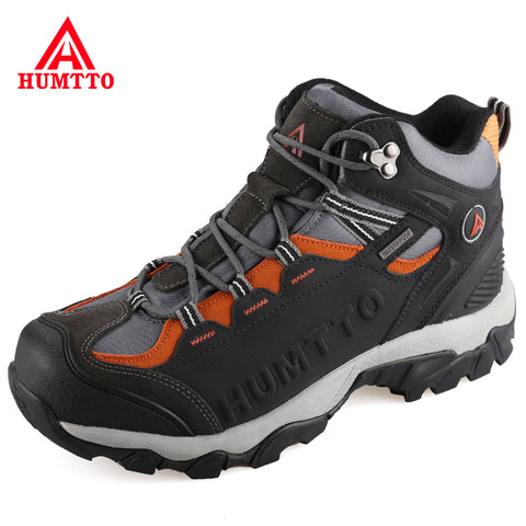 HUMTTO Mens Genuine Leather Hiking Climbing Shoes Waterproof Men Women Athletic Outdoor Boots Trekking Tourism Sneakers Big Size ► Photo 1/6