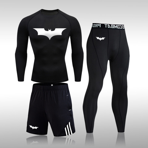 Men's Batman Sports Suit MMA Rashgard Male Quick Drying Sportswear Compression Clothing Fitness Training Kit Thermal Underwear ► Photo 1/6