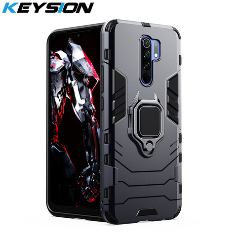 KEYSION Shockproof Armor Case for Redmi 9 Ring Stand Silicone Phone Back Cover for Xiaomi Redmi Note 9 Pro Max 9S 8 Pro 8 8A 8T ► Photo 1/6