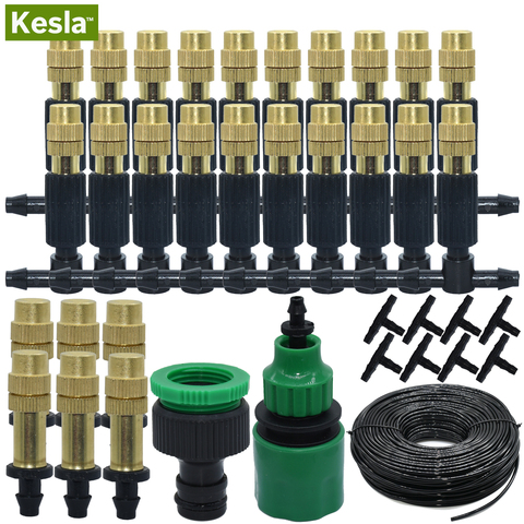 5M-25M Outdoor Misting Cooling System Garden Irrigation Watering 1/4'' Brass Atomizer Nozzles 4/7mm Hose for Patio Greenhouse ► Photo 1/6