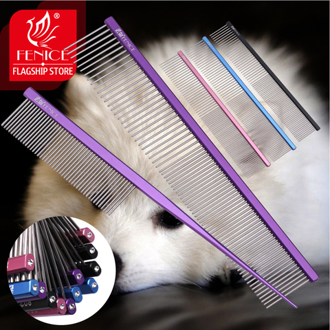 Fenice Metal Comb for Dogs Stainless Steel Pet Dog Cat Pin Comb Hair Brush Hairbrush Flea Comb Pets Acessorios Pet Grooming ► Photo 1/6