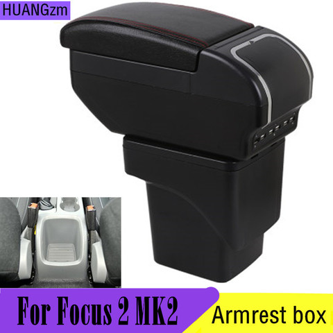 Large Armrest For Ford Focus 2 MK2 2005-2011 Arm Rest Centre Center Console Storage Box Leather Support 2006 2007 2008 2009 2010 ► Photo 1/6