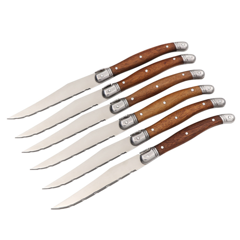 Set Of 6 Stainless Steel Steak Knife Dinner Tableware Set Steak Knife Rosewood Handle Cutlery Laguiole Knife Set ► Photo 1/6