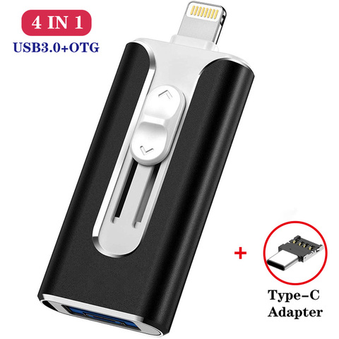 4 in 1 Usb Flash Drive For iPhone 12/11/6/6s/6Plus/7/7Plus/8/X Usb/Otg/Lightning/typeC PenDrive For iOS External Storage Devices ► Photo 1/6