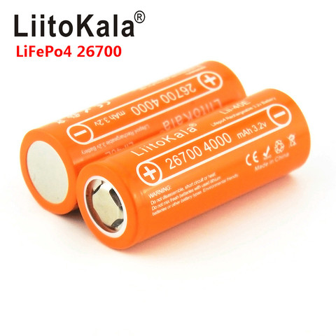 LiitoKala Lii-40E 3.2V 26700 4000mAh lifepo4 rechargeable battery 10A rate discharge Sheets replacement battery Instead of 26650 ► Photo 1/5