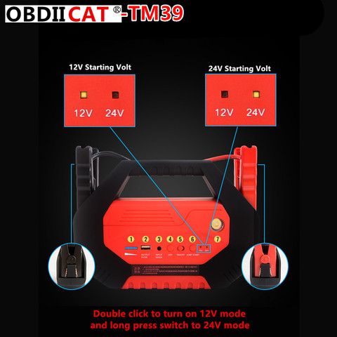 OBDIICAT-TM39 Jump Starter 600A jump starter 12V Vehicle buster Booster starting device Auto Emergency start Battery Power Bank ► Photo 1/6