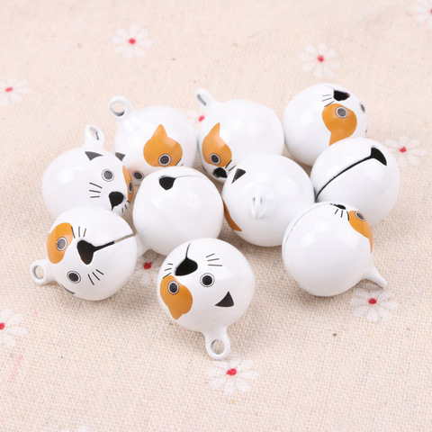 5pcs Jingle Bells Cute Yellow-eyed cat Ornament Metal Bell for Home Party Tree Pendant Children's shaker Decoration 27mm ► Photo 1/6