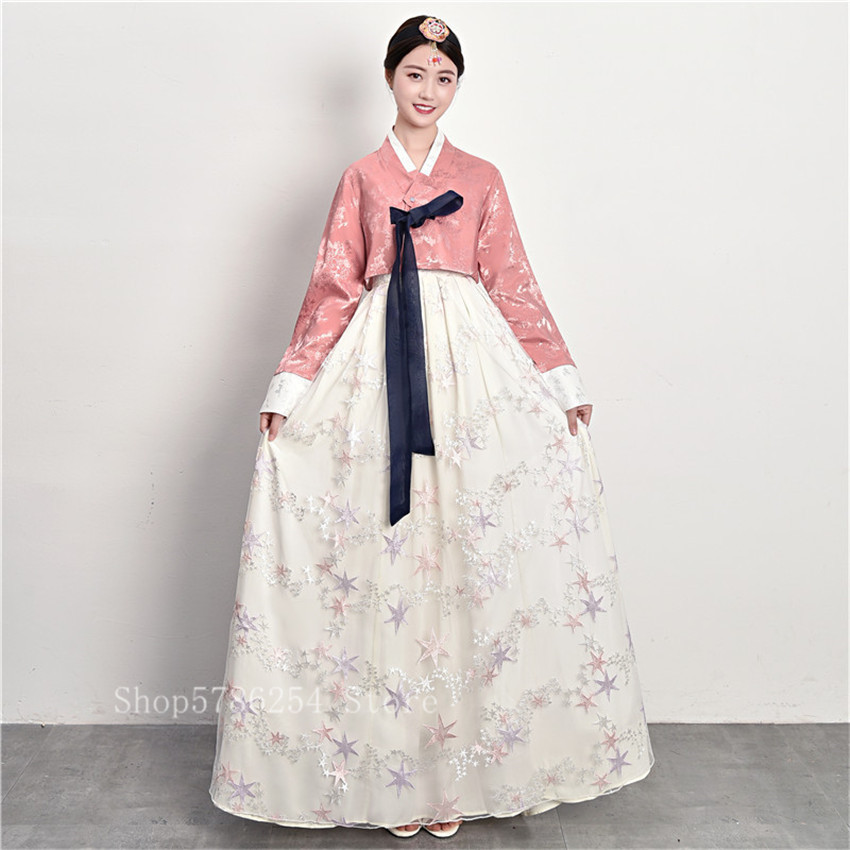 Korean Costume Traditional Short Sleeve Dress Hanbok Girl Ethnic Stage Clothing 