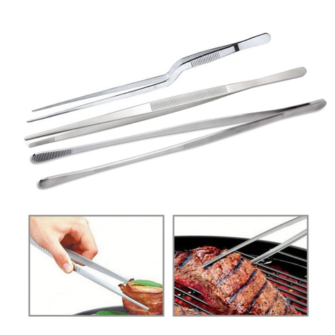 Basedidea 12inch Tongs Stainless Steel Extra-Long Tweezers Food Clip BBQ Meat Beef Tong with Precision Serrated Tips ► Photo 1/5