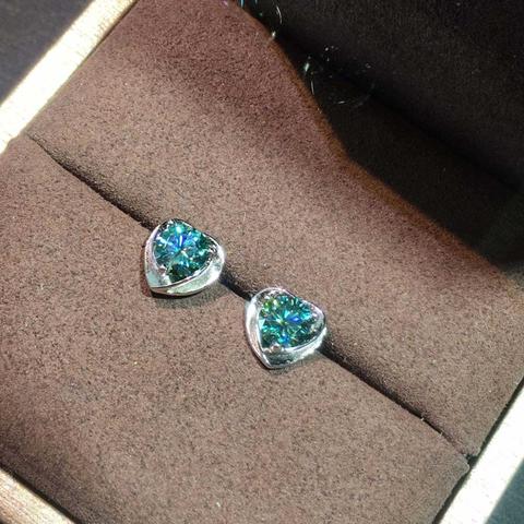 Women Diamond Test Past 5mm Green Moissanite Heart Stud Earrings Silver 925 0.5 Carat D Color Gemstone Earrings Party Jewelry ► Photo 1/6