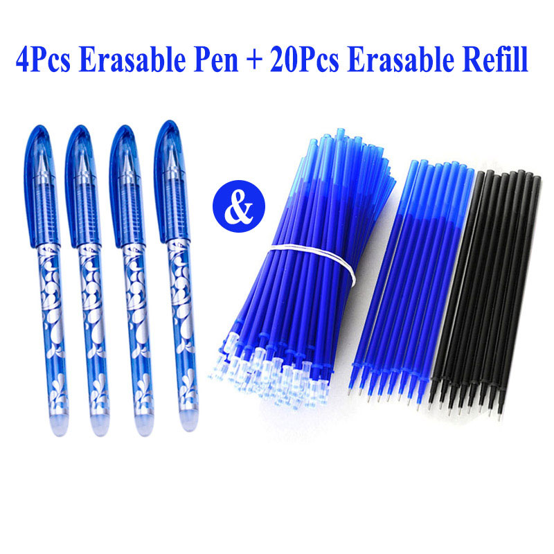 4+20Pcs/Set Erasable Gel Pen 0.5mm Erasable Pen Refill Rod Blue Black Ink  Washable Handle For School Stationery Office Writing - Price history &  Review, AliExpress Seller - DELVTCH Pro Store