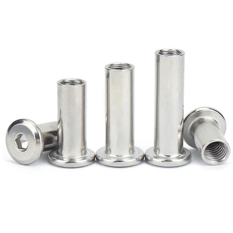 5/10pcs 304 Stainless Steel Large Flat Hex Hexagon Socket Head Furniture Rivet M3 M4 M5 Connector Insert Joint Sleeve Cap Nut ► Photo 1/6