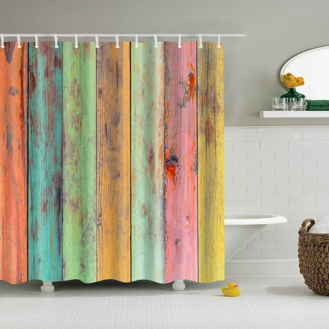 Vintage Style Retro Wooden Door Bathroom Shower Curtains Frabic Waterproof Polyester Bath Curtains With Hooks ► Photo 1/6